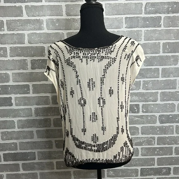Gryphon New York Hand Beaded Silk Blouse Boho Embellished Top Women’s Small - Picture 4 of 12
